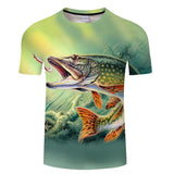 2019 new men's brand 3d printed T-shirt, fun fish print super men's T-shirt