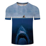 2019 new men's brand 3d printed T-shirt, fun fish print super men's T-shirt