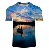 2019 new men's brand 3d printed T-shirt, fun fish print super men's T-shirt