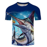 2019 new men's brand 3d printed T-shirt, fun fish print super men's T-shirt