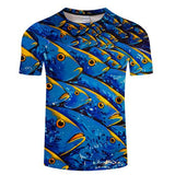 2019 new men's brand 3d printed T-shirt, fun fish print super men's T-shirt