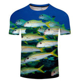 2019 new men's brand 3d printed T-shirt, fun fish print super men's T-shirt