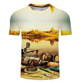 2019 new men's brand 3d printed T-shirt, fun fish print super men's T-shirt