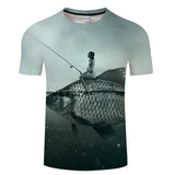 2019 new men's brand 3d printed T-shirt, fun fish print super men's T-shirt