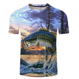 2019 new men's brand 3d printed T-shirt, fun fish print super men's T-shirt
