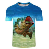 2019 new men's brand 3d printed T-shirt, fun fish print super men's T-shirt