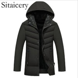 Sitaicery Plus Size XL-5XL Men's Winter Jacket Hooded Padded Zipper Jacket